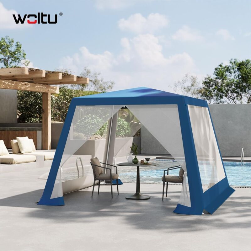 foto del prodotto woltu gazebo da giardino 3x3m con pareti laterali a zanzariera, blu