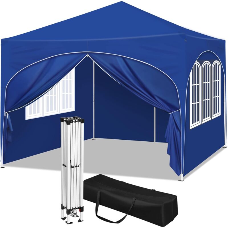 foto del prodotto woltu gazebo pieghevole da giardino. gazebo impermeabile pop up da 3x3m con pannelli laterali. tendone da esterno. altezza regolabile. protezione
