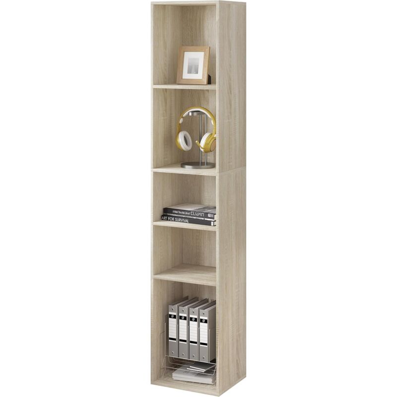 foto del prodotto woltu libreria a 5 scomparti aperti. libreria verticale a colonna. scaffale angolare autoportante. per soggiorno. ufficio e studio. in