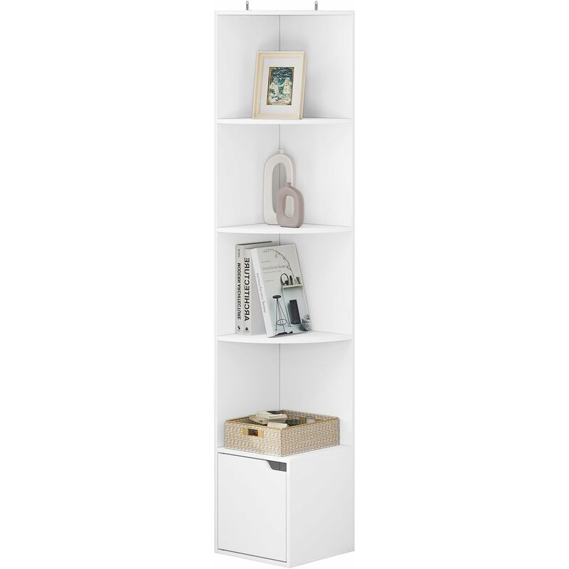 foto del prodotto woltu libreria a scaffale con 5 ripiani e 1 sportelli , mobiletto , libreria bianco in legno