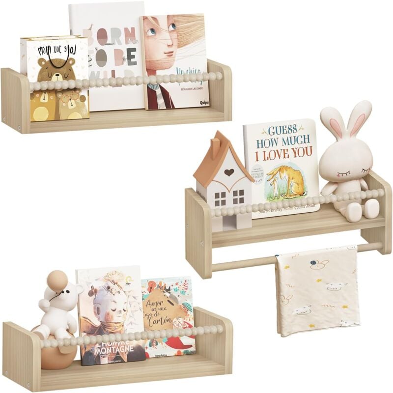 foto del prodotto woltu libreria da parete per bambini, 40cm set di 3 porta libri per cameretta