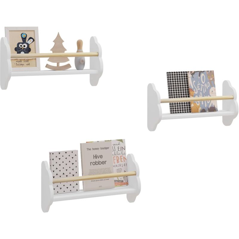 foto del prodotto woltu libreria da parete per bambini con ripiano per bambini 45x12.7x23 cm bianco
