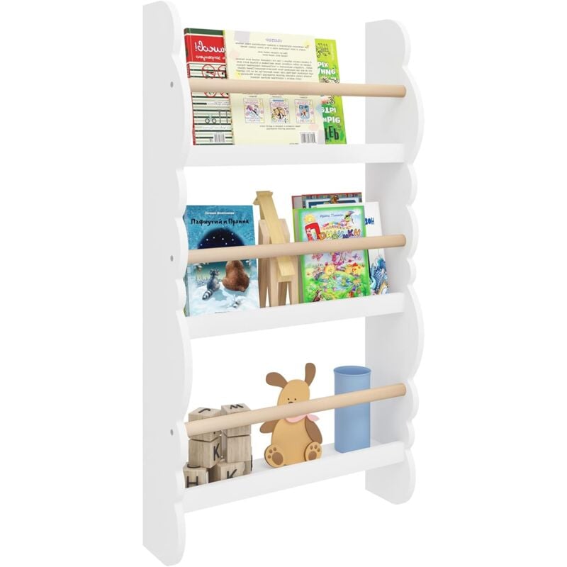 foto del prodotto woltu libreria da parete per bambini. piccola libreria frontale a 3 ripiani bianco