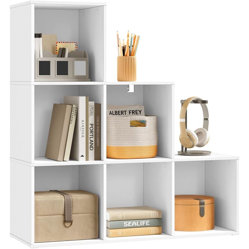 foto del prodotto woltu libreria dal design moderno con 6 cubi, 90x30x90cm, bianco