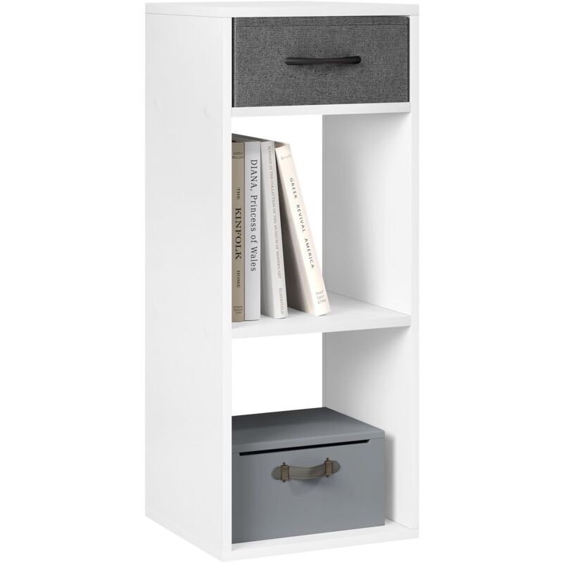 foto del prodotto woltu libreria design moderno a 3 livelli con cassetto, bianco