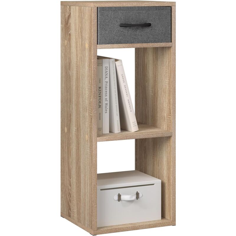 foto del prodotto woltu libreria design moderno a 3 livelli con cassetto, rovere chiaro