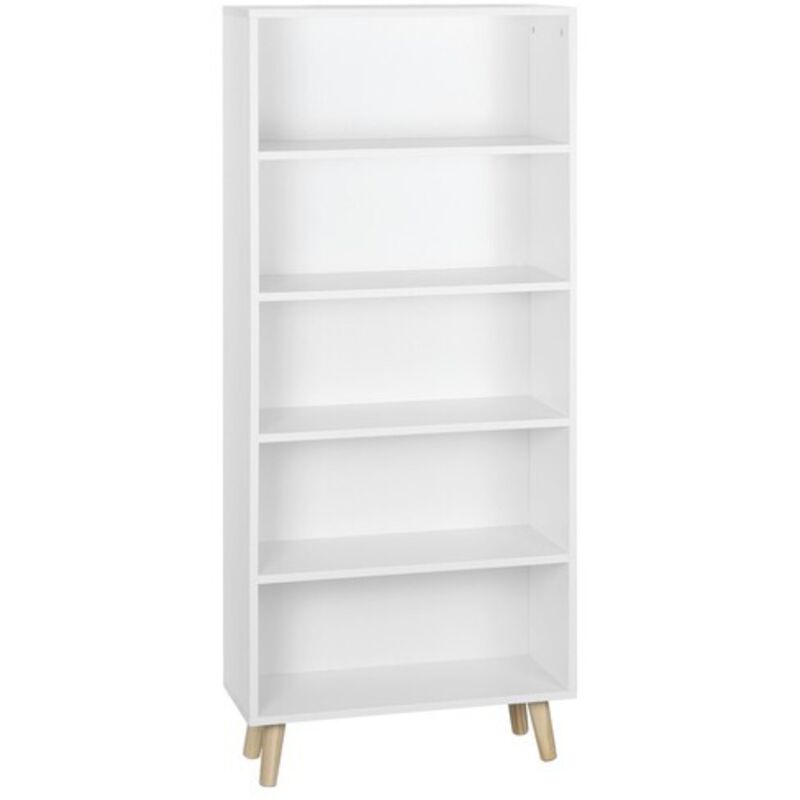 foto del prodotto woltu - libreria moderna cemento 5 ripiani soggiorno ufficio autoportante bianco