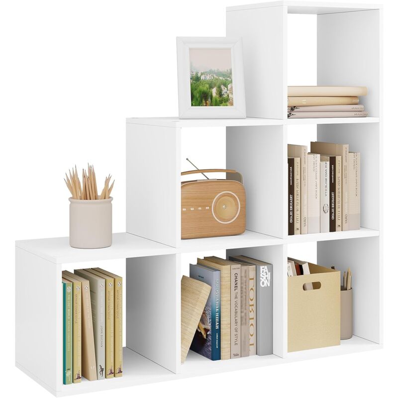 foto del prodotto woltu libreria scaffale 6 scomparti colore bianco. 90.3x29.1x90.3cm