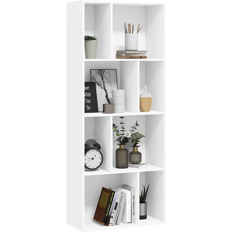 foto del prodotto woltu libreria scaffale a 4 ripiani. libreria a cubi. portaoggetti autoportante. scaffale espositivo con 8 scomparti aperti. per salotto camera da