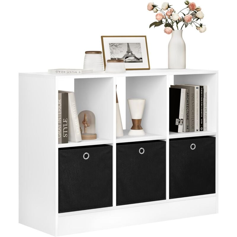 immagine 0 del prodotto woltu libreria scaffale con 6 cubi. mobile salvaspazio con 3 ceste in tnt. porta libri da terra per cameretta. soggiorno. studio. ufficio. in legno.