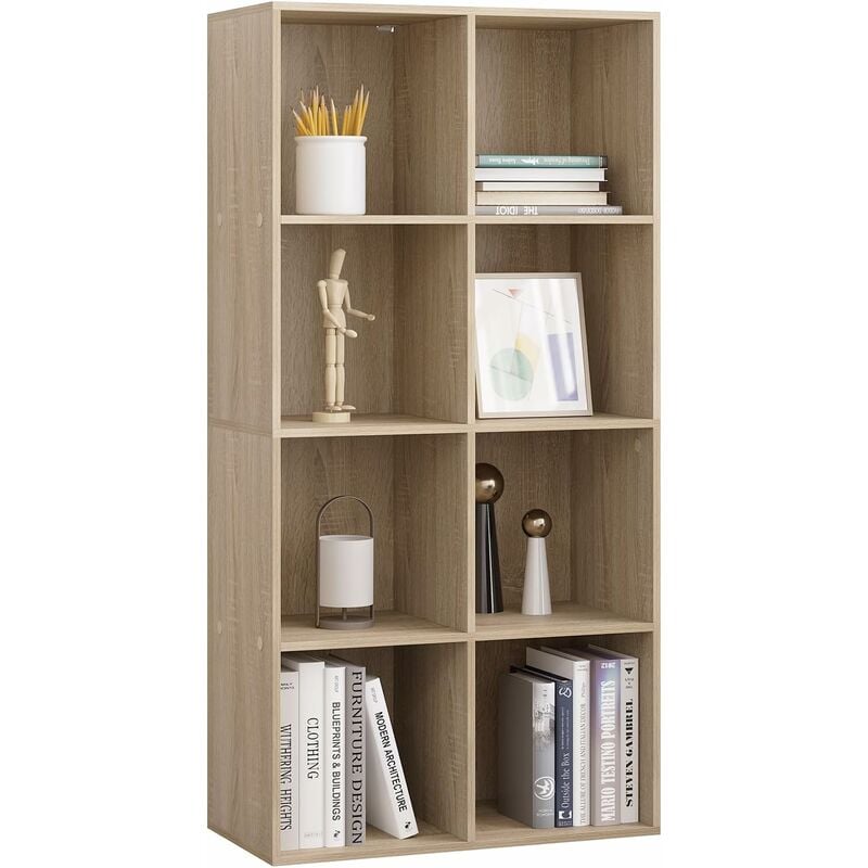 foto del prodotto woltu libreria scaffale con 8 scomparti a cubi portaoggetti. mobile da soggiorno porta libri. libreria in legno da ufficio 60x29.5x121cm. legno