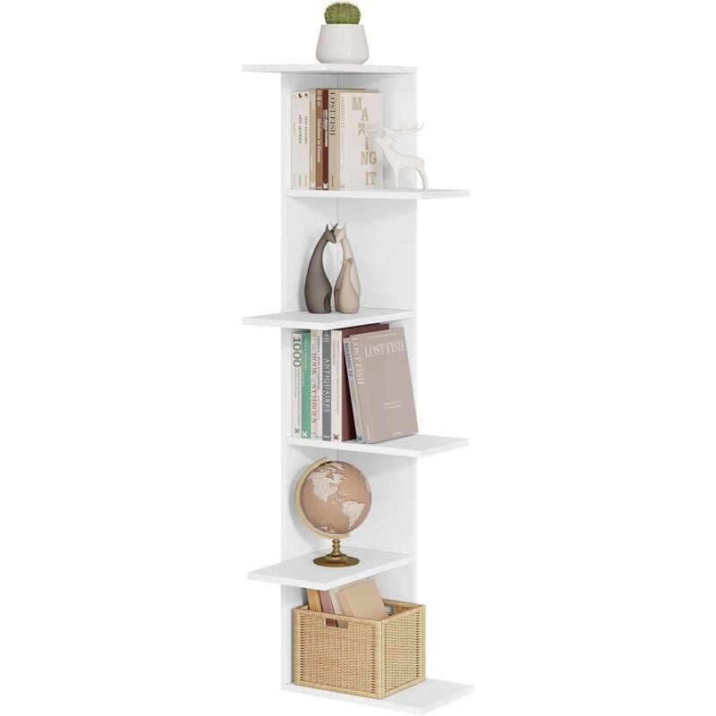 foto del prodotto woltu libreria scaffale mensole parete angolare moderna 6 ripiani ad angolo bianco, 37x37x140cm