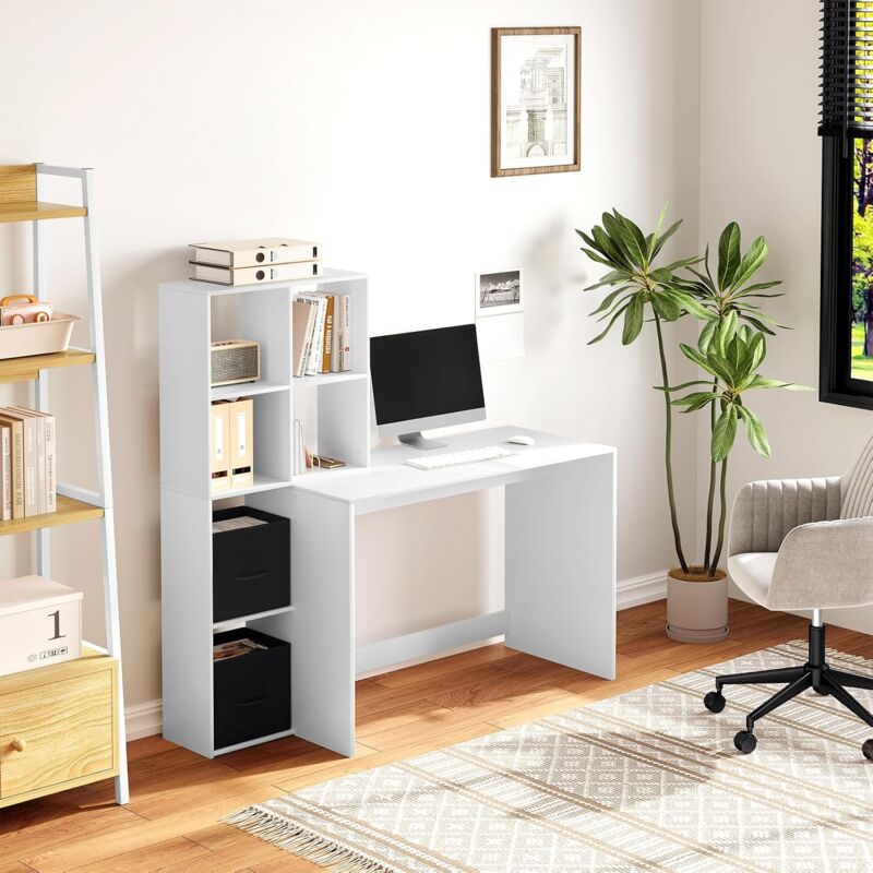foto del prodotto woltu libreria scrivaniacon, libreria a 6 scomparti aperti e 2 scatole in tnt, bianco