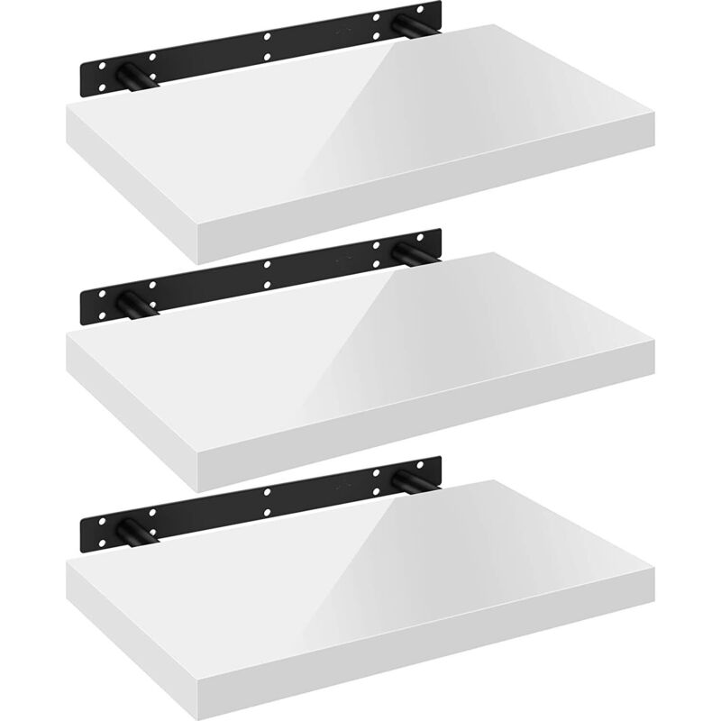 foto del prodotto woltu mensola da muro scaffale sospeso a parete libreria piccola legno e metallo 3x 50x22.9x3.8 cm