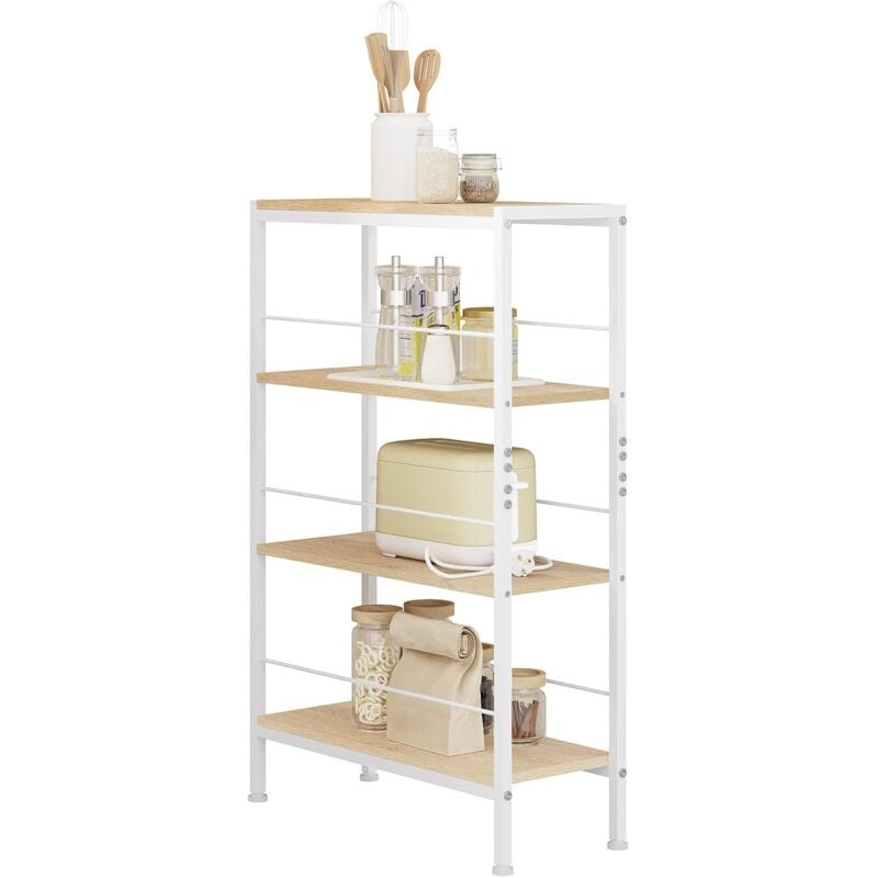 foto del prodotto woltu mensola scaffale salvaspazio 4 ripiani organizer, 50x20x78cm, rovere chiaro bianco