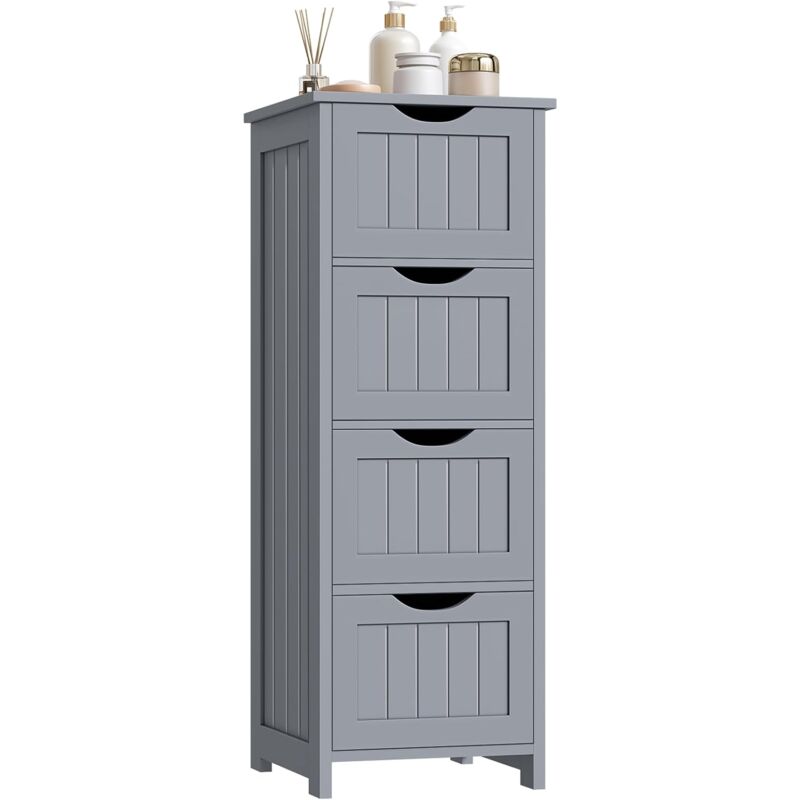 foto del prodotto woltu mensole bagno portaoggetti comodino organizzatore mobiletto con 4 cassetti grigio chiaro