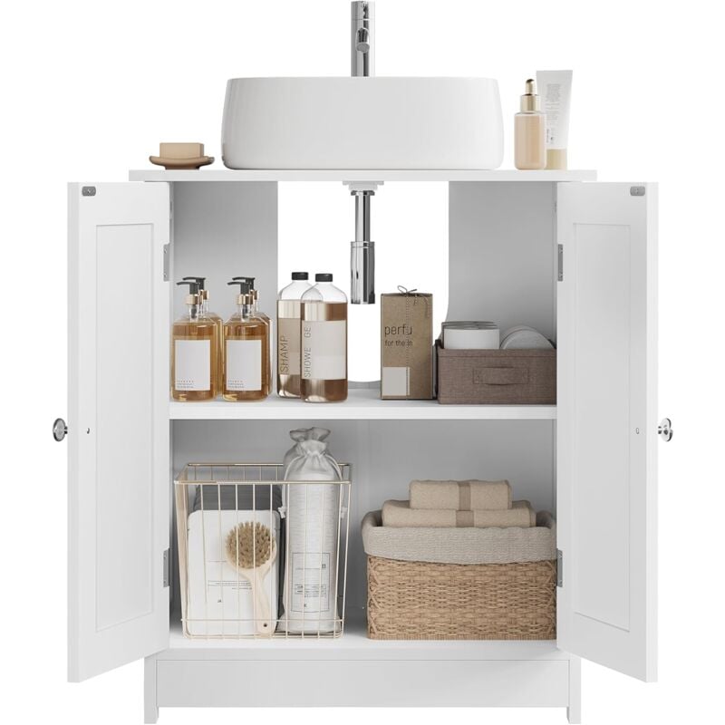 foto del prodotto woltu mobiletto armadietto bagno 2 ante mobile armadio in mdf bianco
