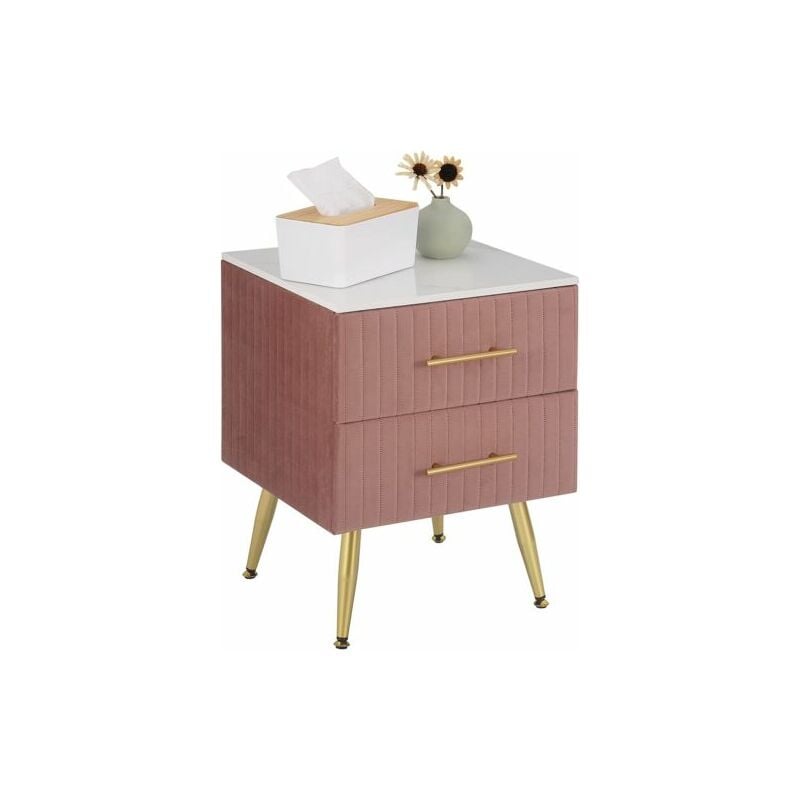 foto del prodotto woltu mobili comodino 2 cassetti in bianco e rosa nordico per camera da letto