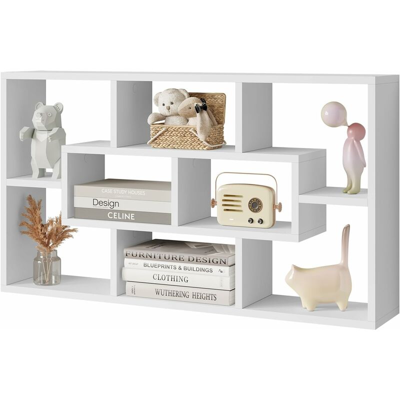 foto del prodotto woltu pensile libreria da parete 8 vani in 3 diverse dimensioni 85x16x48cm bianco