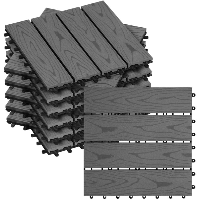 foto del prodotto woltu piastrelle per pavimenti da esterno in wpc 11 pannelli 1 m 30 x 30 cm grigio