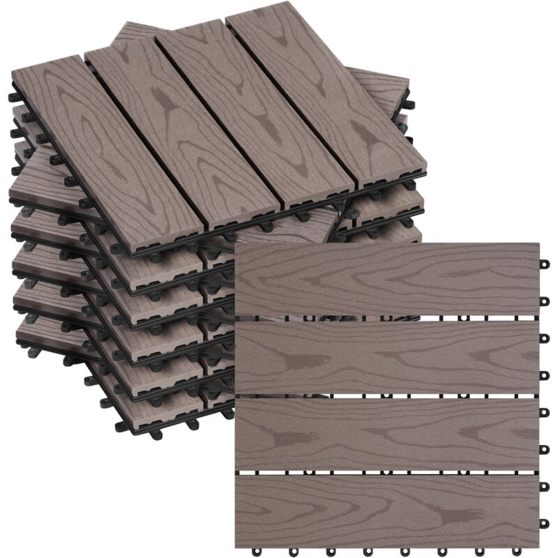 foto del prodotto woltu piastrelle per pavimenti da esterno in wpc 11 pannelli 1 m 30 x 30 cm marrone