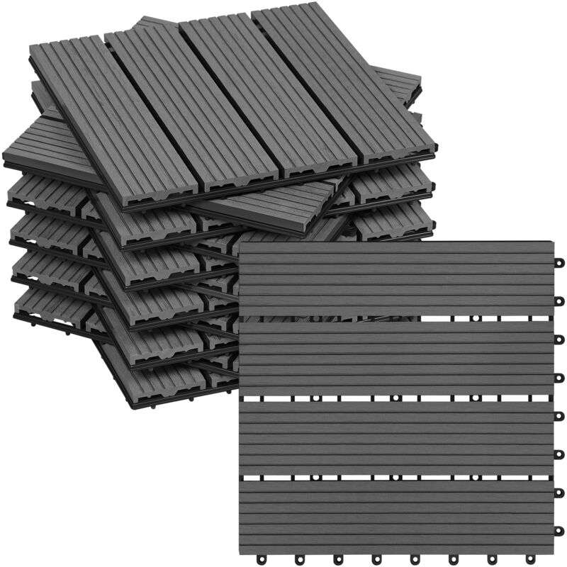 foto del prodotto woltu piastrelle per pavimenti da esterno in wpc 11 pannelli 30x34cm grigio