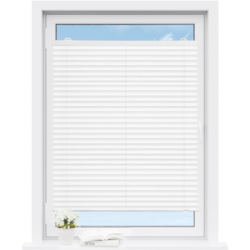 foto del prodotto woltu plissettata solo con ventose, tenda pieghevole opaca, bianco 85x120 cm