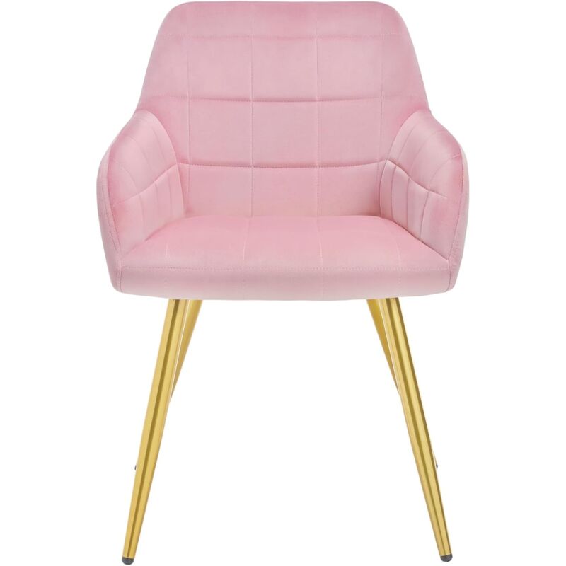 foto del prodotto woltu poltrona imbottita per camera da letto sedia da pranzo con braccioli 1 pz rosa colore d oro velluto