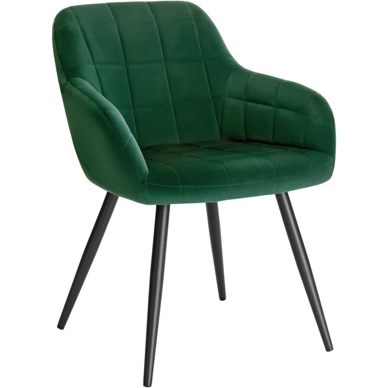 foto del prodotto woltu poltrona imbottita per camera da letto sedia da pranzo con braccioli 1 pz verde scuro velluto