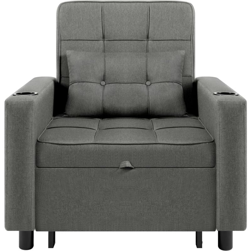 foto del prodotto woltu poltrona letto singolo 6 reclinazioni, lino, grigio scuro