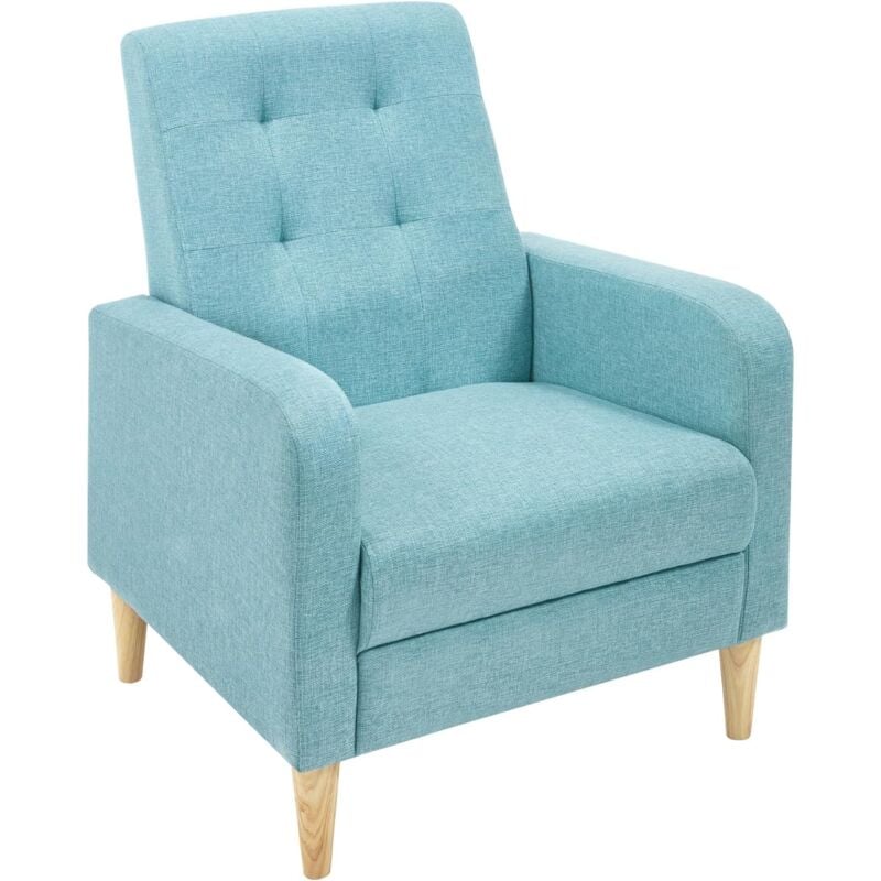 immagine 0 del prodotto woltu poltrona relax in lino con gambe in legno, blu