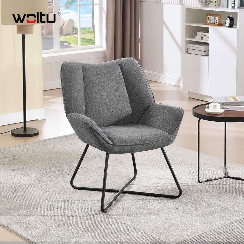 foto del prodotto woltu poltrona relax in lino, portata 150 kg, grigio scuro
