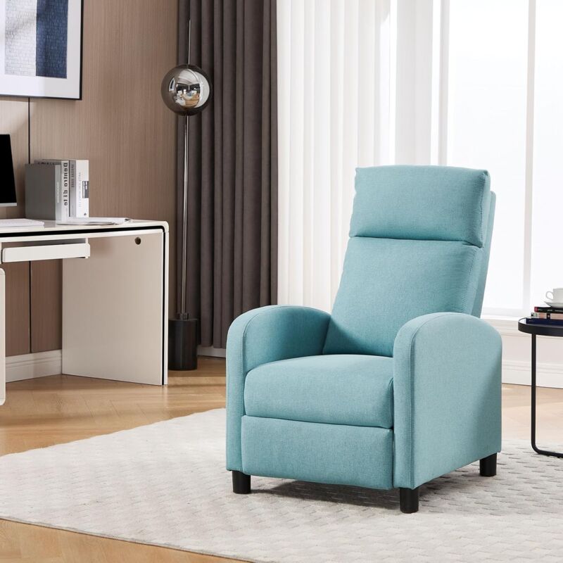 foto del prodotto woltu poltrona relax reclinabile regolabile divano monoposto con poggiapiedi da soggiorno camera da letto blu
