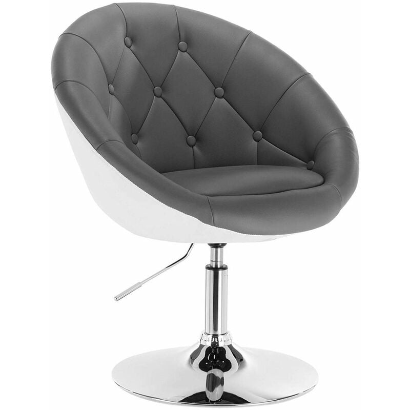 foto del prodotto woltu poltroncina da bar girevole sedia regolabile con schienale in ecopelle grigio bianco
