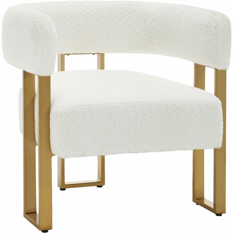foto del prodotto woltu poltroncina relax con schienale e braccioli monopezzo dal gambe in metallo dorato.crema