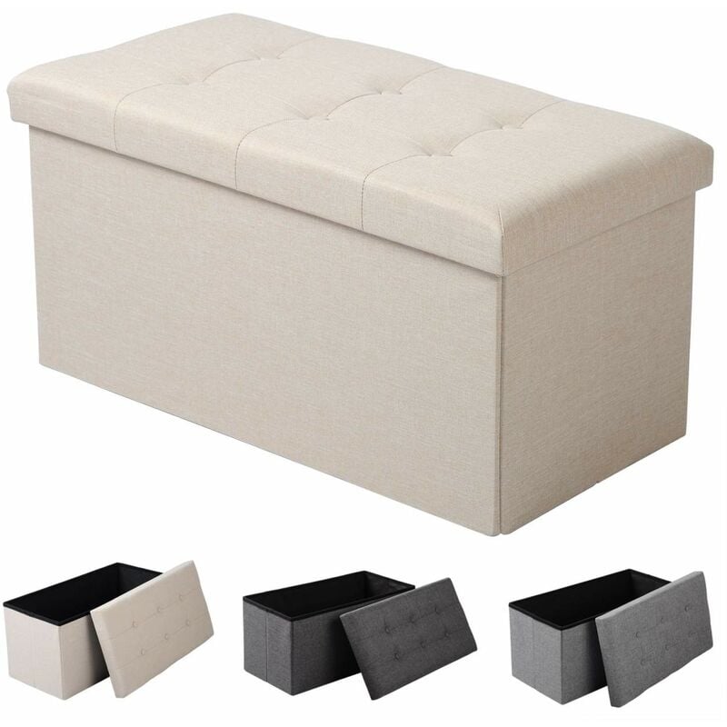 foto del prodotto woltu pouf contenitore panche sgabello pieghevole poltrona poggiapiedi cassapanca beige