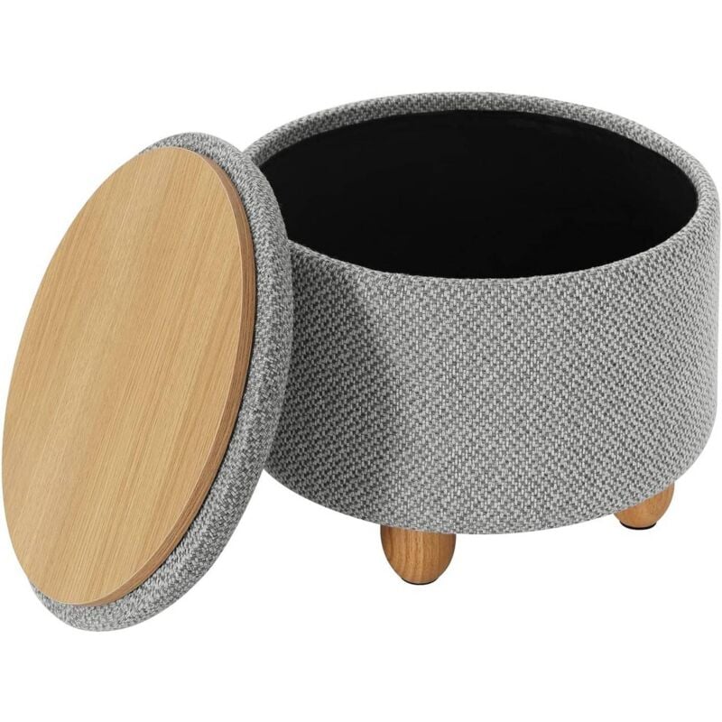 foto del prodotto woltu pouf pouff puff contenitore baule sgabello in tessuto grigio chiaro 39x33 cm