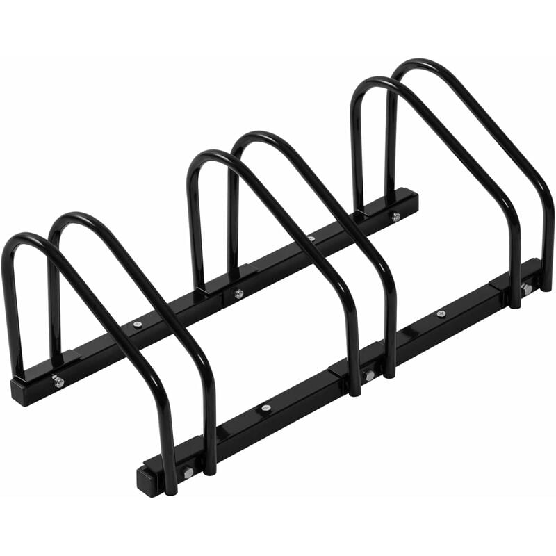 foto del prodotto woltu rastrelliera per biciclette a 3 posti portabici per montaggio a terra e a muro supporto per biciclette in metallo nero