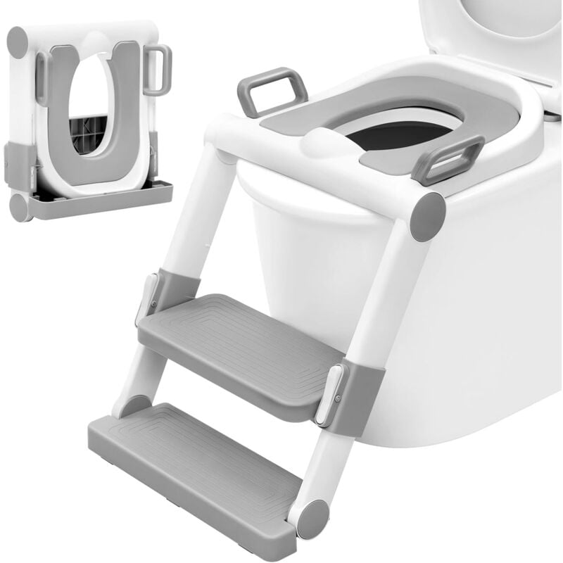 foto del prodotto woltu riduttore wc per bambini con scaletta. adattatore water per bimbi pieghevole. regolabile in 2 altezze. senza montaggio. con morbida seduta