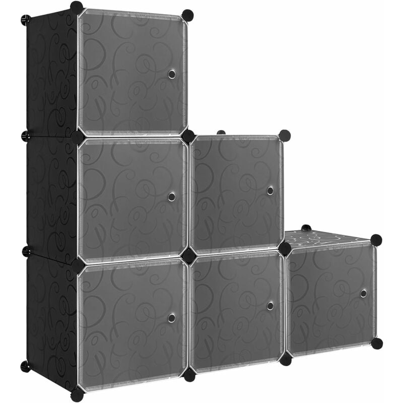 foto del prodotto woltu scaffale a 6 cubi. armadio modulare fai da te in plastica. scarpiera componibile con ante con chiusura magnetica. organizzatore per libri e
