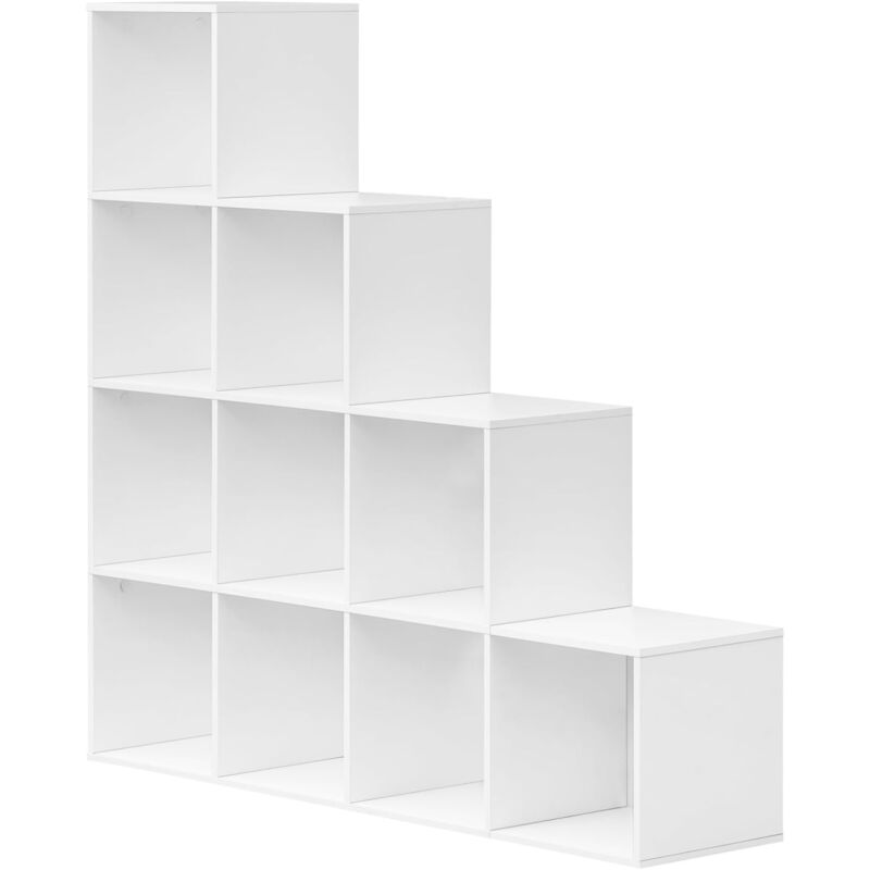 foto del prodotto woltu scaffale a scala, mobile portaoggetti con 10 cubi, armadio di legno, scaffale autoportante per studio, soggiorno, camera da letto, bianco