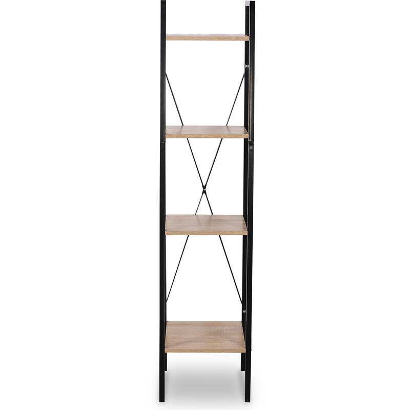foto del prodotto woltu scaffale angolo 4 ripiani per studio ufficio mensole in legno porta piante legno nero