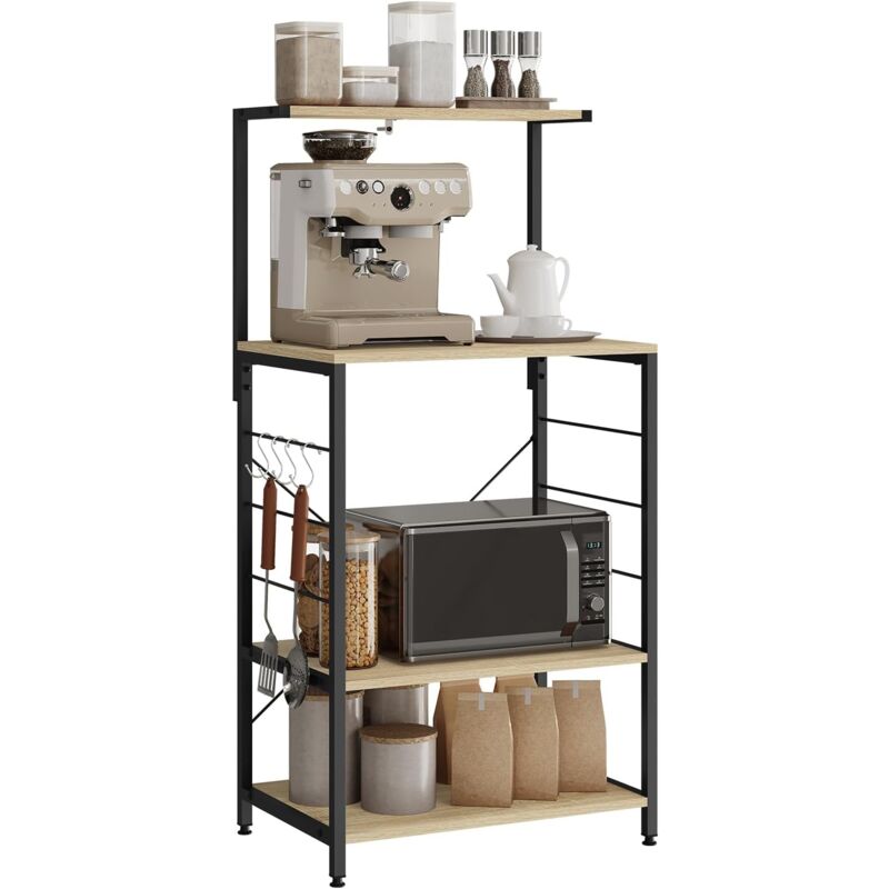 foto del prodotto woltu scaffale da cucina, bar, scaffale da panetteria, portaoggetti a 4 ripiani, , 60x40x123 cm, nero legno