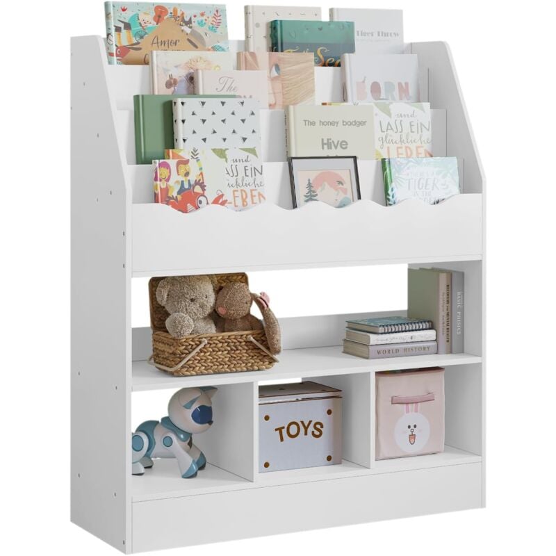 foto del prodotto woltu scaffale libreria per bambini con 6 ripiani organizer, bianco