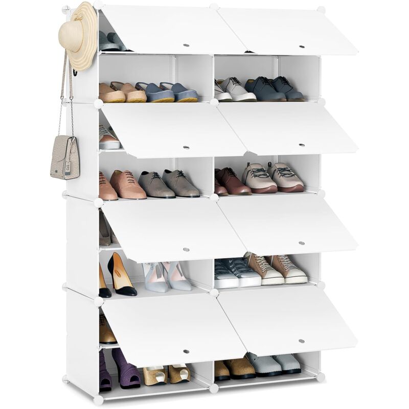 foto del prodotto woltu scarpiera da ingresso. porta scarpe con 8 scomparti. scarpiera modulare per 32 paia di scarpe. contenitore per scarpe con porte. in plastica e
