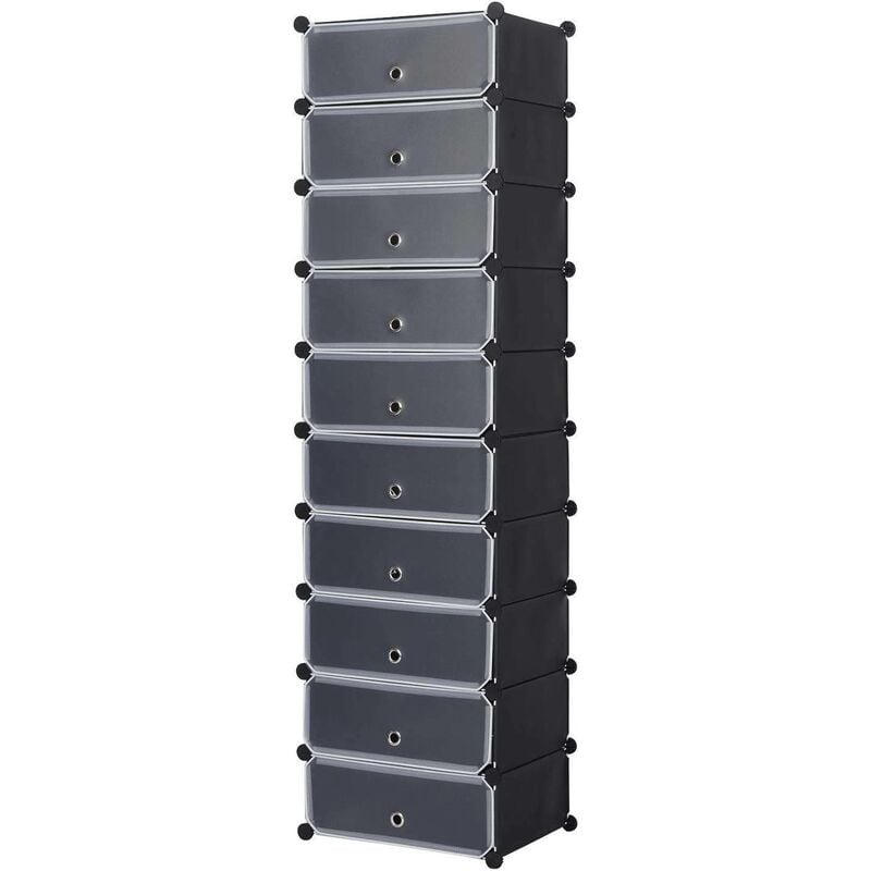 foto del prodotto woltu scarpiera salvaspazio scaffale modulare 10 scomparti multiuso portascarpe nero