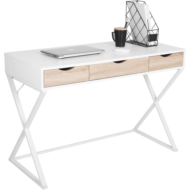 foto del prodotto woltu scrivania con cassetto per computer ufficio tavolo studio scrittoio legno