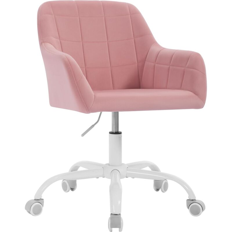 foto del prodotto woltu sedia da ufficio imbottita girevole e regolabile per ufficio domestico, velluto,rosa bianco