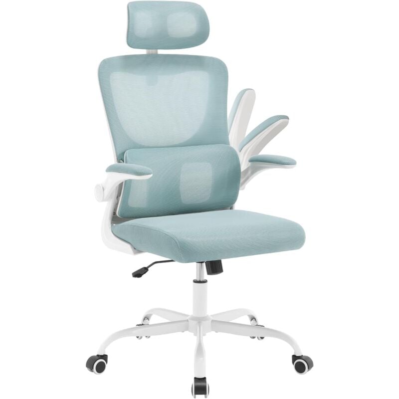 foto del prodotto woltu sedia da ufficio poltrona ergonomica con supporto lombare, schienale reclinabile e altezza regolabile, blu