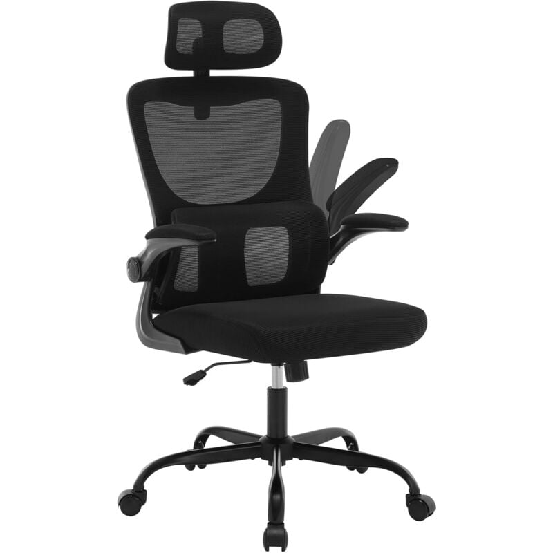 foto del prodotto woltu sedia da ufficio poltrona ergonomica con supporto lombare, schienale reclinabile e altezza regolabile, nero